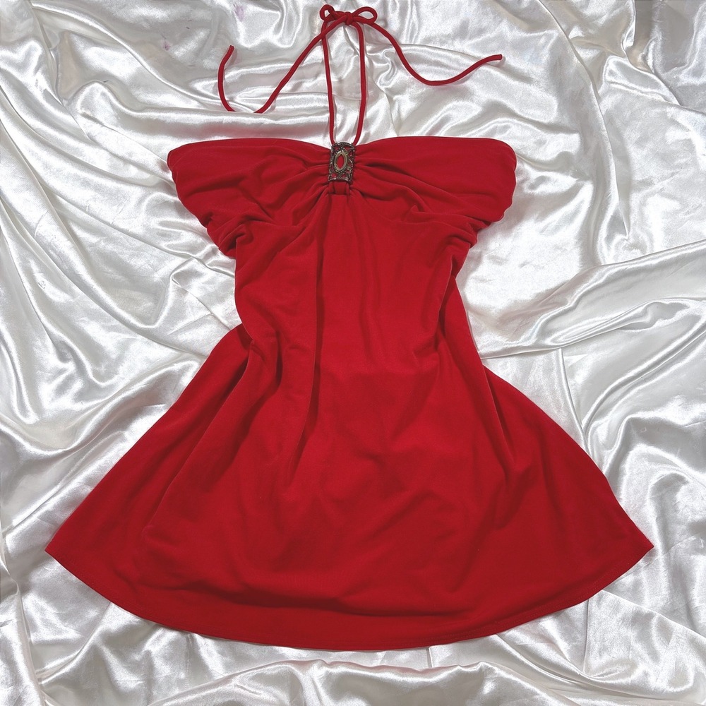 y2k Belle Amie halter cami Red Excellent Halter Neck Hardware Detail